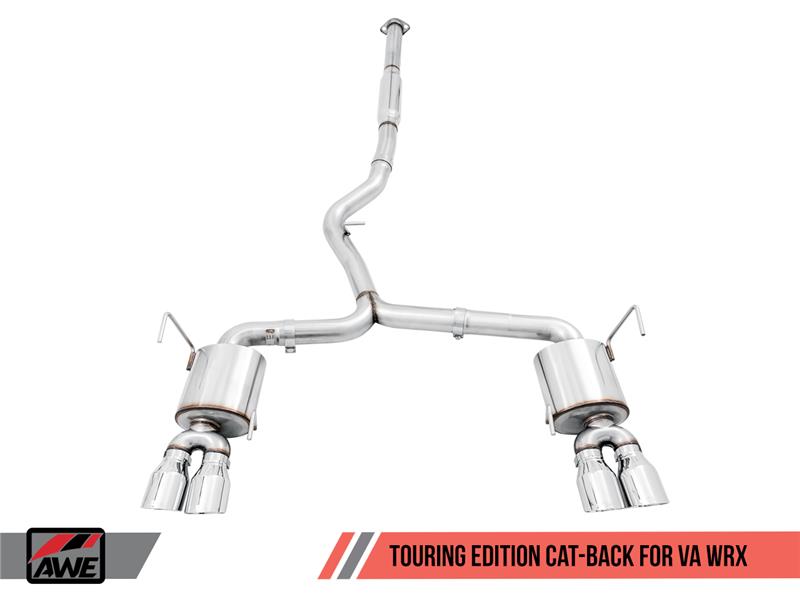 AWE Tuning 2015-2021 Subaru WRX VA Sedan Touring Edition Exhaust - Chrome Silver Tips (102mm)