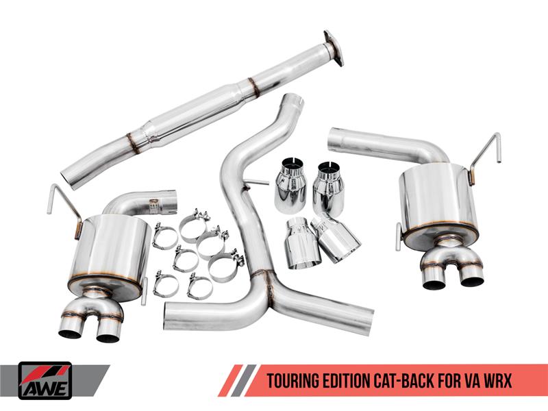 AWE Tuning 2015-2021 Subaru WRX VA Sedan Touring Edition Exhaust - Chrome Silver Tips (102mm)