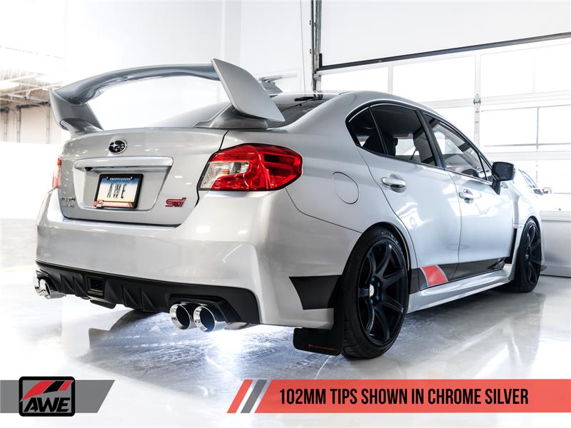 AWE Tuning Subaru STI VA / WRX GV / STI GV Sedan Touring Edition Exhaust - Chrome Silver Tip (102mm)