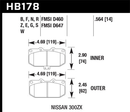 Hawk HPS Front Brake Pads | 2006-2007 WRX / 89-96 Nissan 300ZX / 89-93 Skyline GT-R