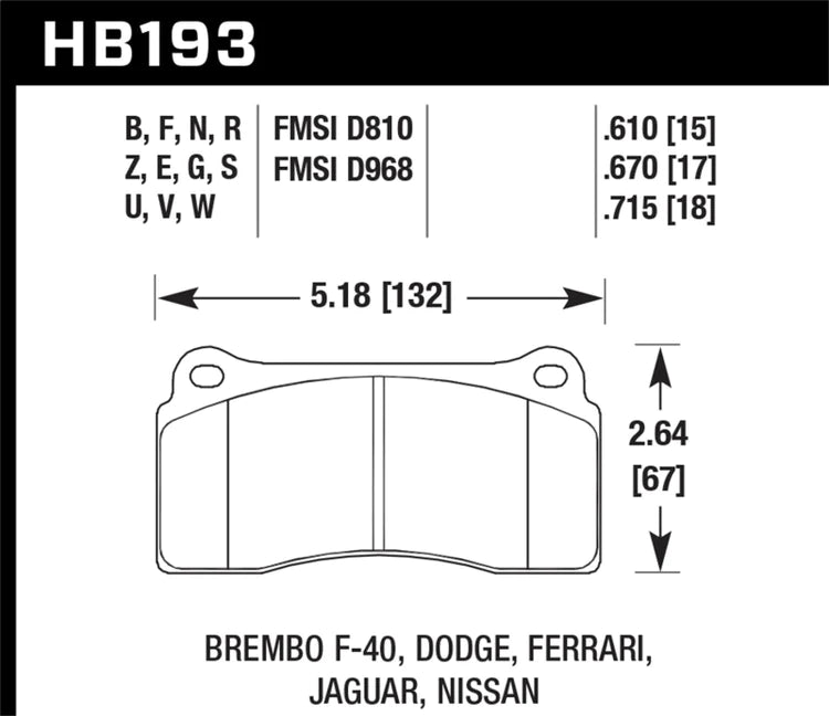 Hawk Ceramic Street Rear Brake Pads 2009-2018 Nissan GTR