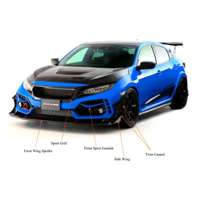 J's Racing Optional Twin Canard for Type S Front Spoiler - 2017-2021 Honda Civic Type R