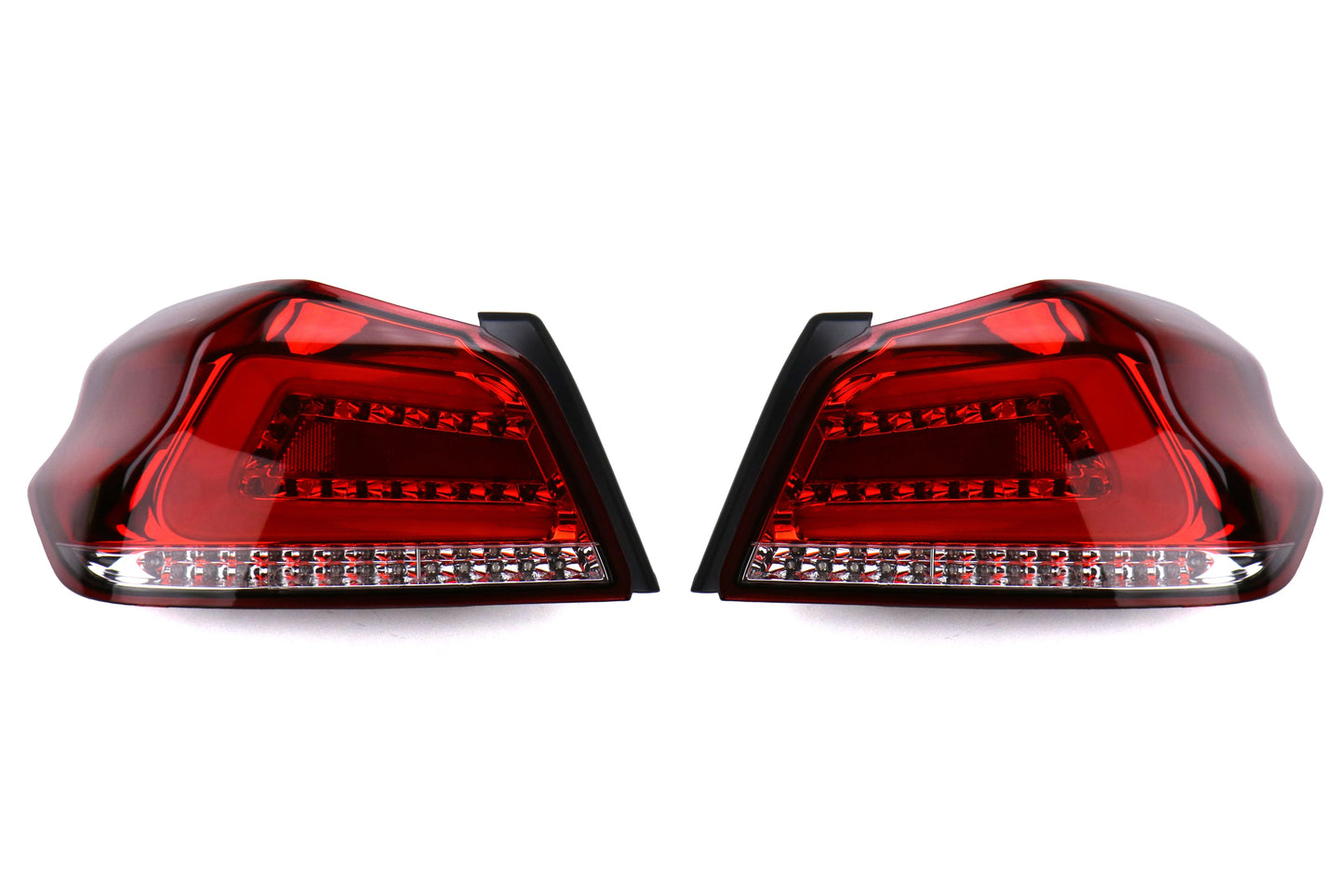 SubiSpeed USDM TR Style Sequential Tail Lights - Red Lens/Chrome Base/White Bar - 2015-2021 Subaru WRX / STI