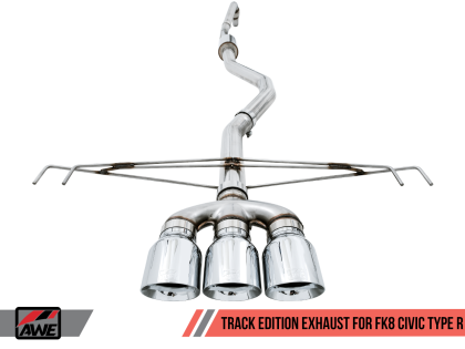 AWE Tuning 2017-2021 Honda Civic Type R Track Edition Exhaust w/Front Pipe & Triple Chrome Silver Tips