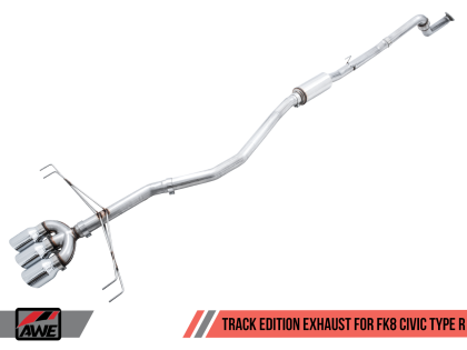 AWE Tuning 2017-2021 Honda Civic Type R Track Edition Exhaust w/Front Pipe & Triple Chrome Silver Tips