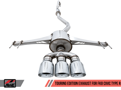 AWE Tuning 2017-2021 Honda Civic Type R Touring Edition Exhaust w/Front Pipe & Triple Chrome Silver Tips