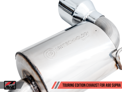 AWE Tuning 2020+ Toyota Supra Resonated Touring Edition Exhaust - 5in Chrome Silver Tips