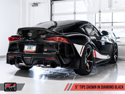 AWE Tuning 2020+ Toyota Supra Resonated Touring Edition Exhaust - 5in Diamond Black Tips