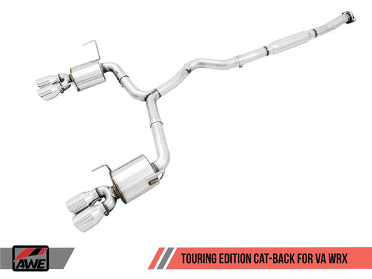 AWE Tuning 2015-2021 Subaru WRX VA Sedan Touring Edition Exhaust - Chrome Silver Tips (102mm)