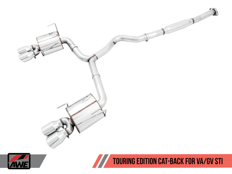 AWE Touring Edition Exhaust for VA STI / GV WRX / GV STI Sedan - Diamond Black Quad Tips (102mm)